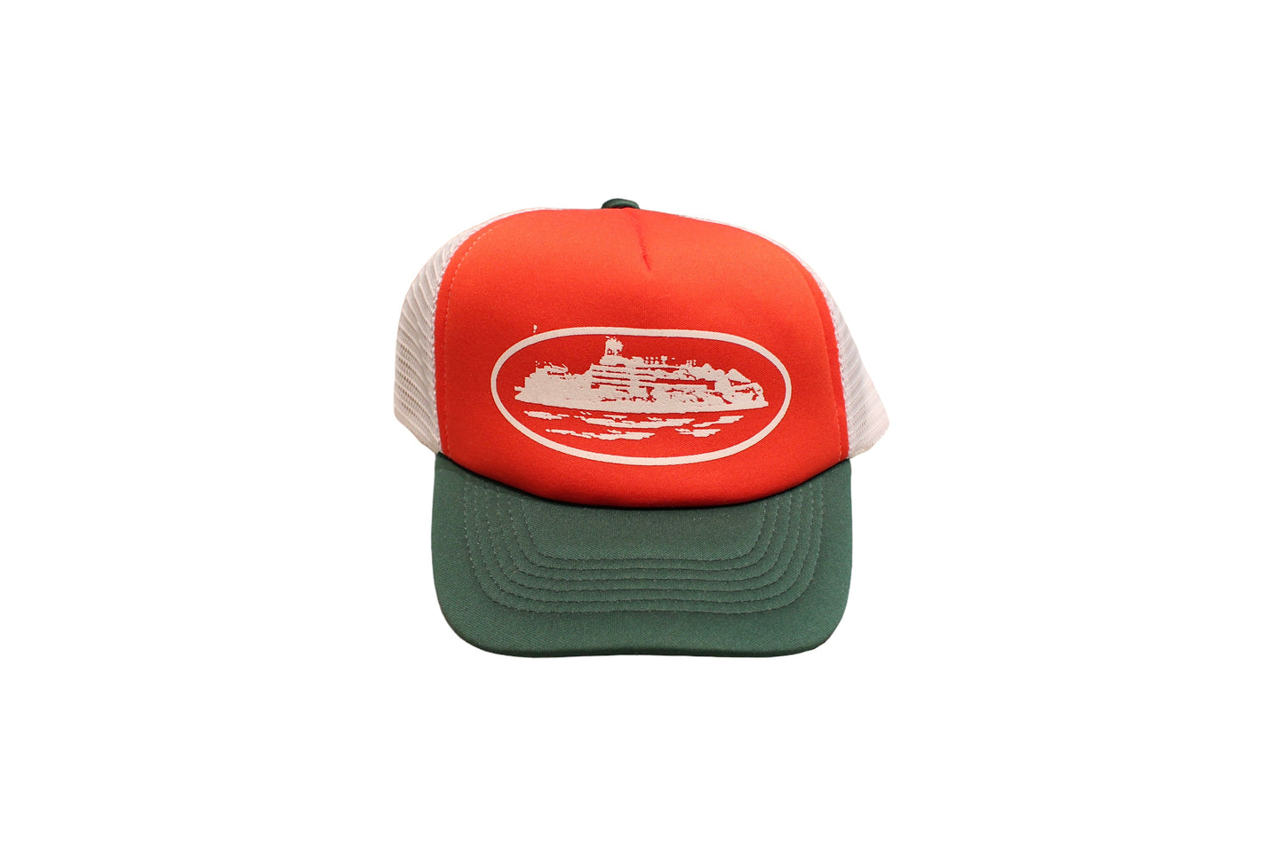 Corteiz Alcatraz Red/Green Trucker Hat