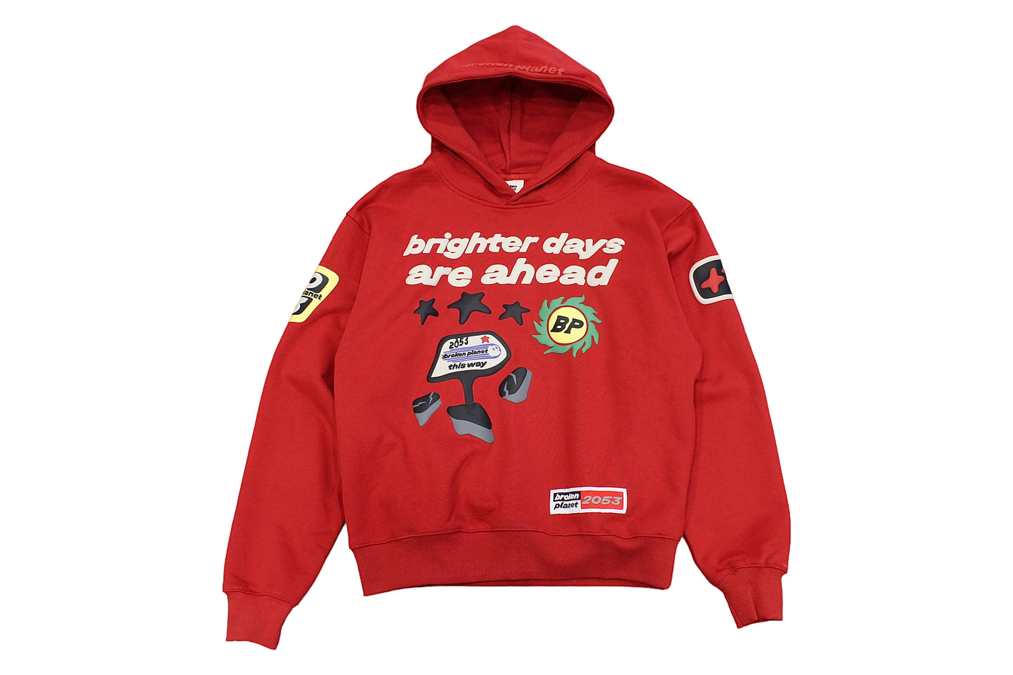 Broken Planet Brighter Days Are Ahead Red Hoodie