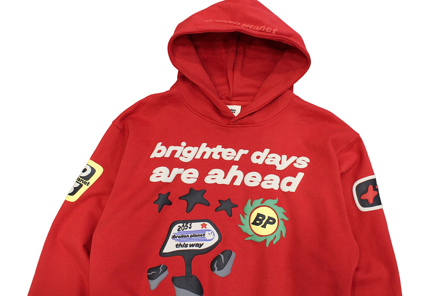 Broken Planet Brighter Days Are Ahead Red Hoodie