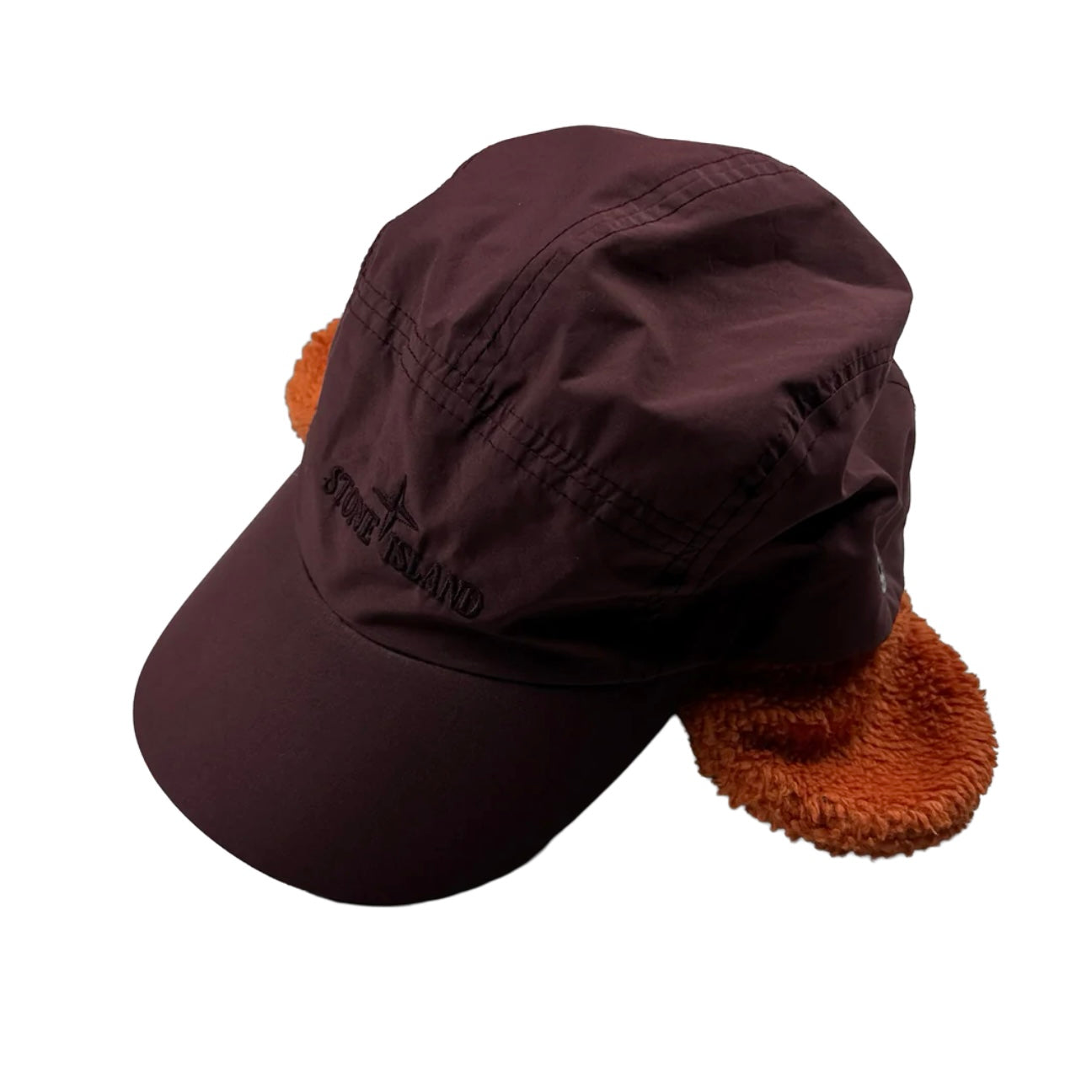 Stone Island 2 In 1 Wine/Orange Fleece Lined Nylon Cap