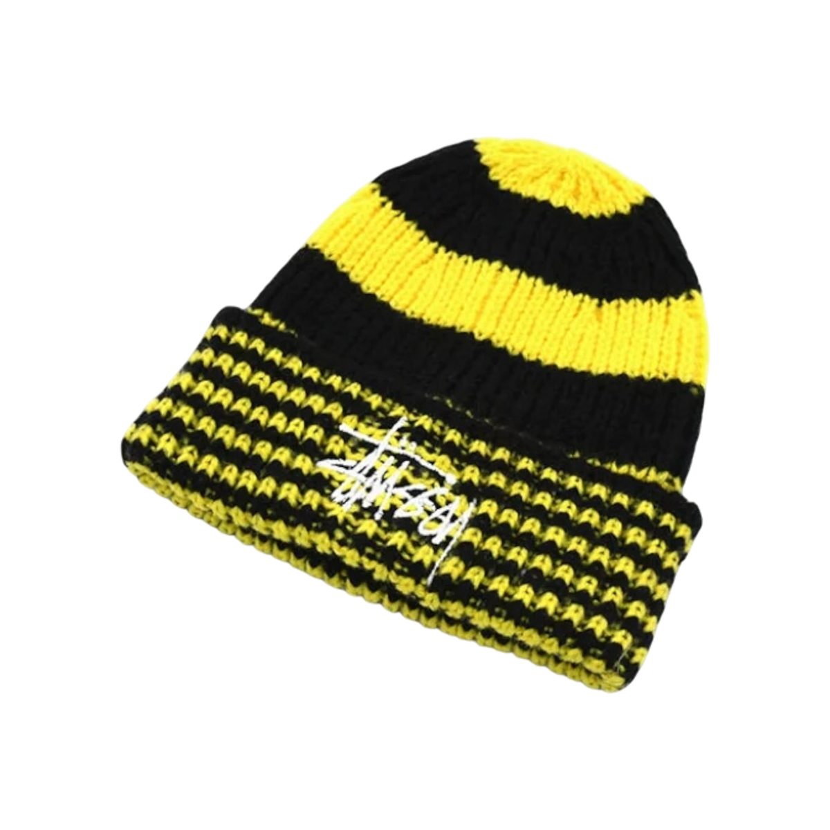Stussy Striped Beanie / Yellow & Black