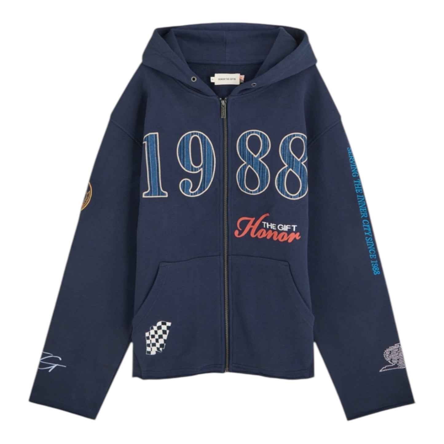 HONOR THE GIFT
1988 Embroidered Hoodie / Navy / Large