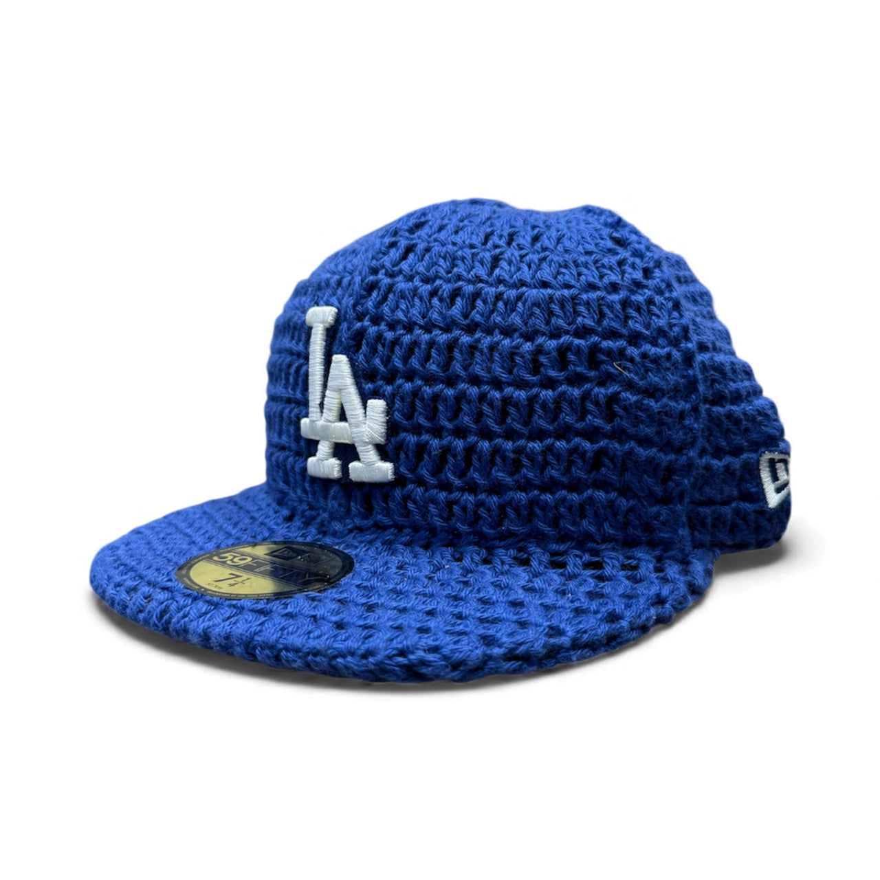 Crochet Fitted New Era Hat / LA / Blue / Size 7 1/4