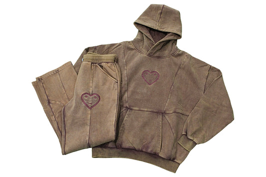 Carsicko Washed Brown Tracksuit Set
