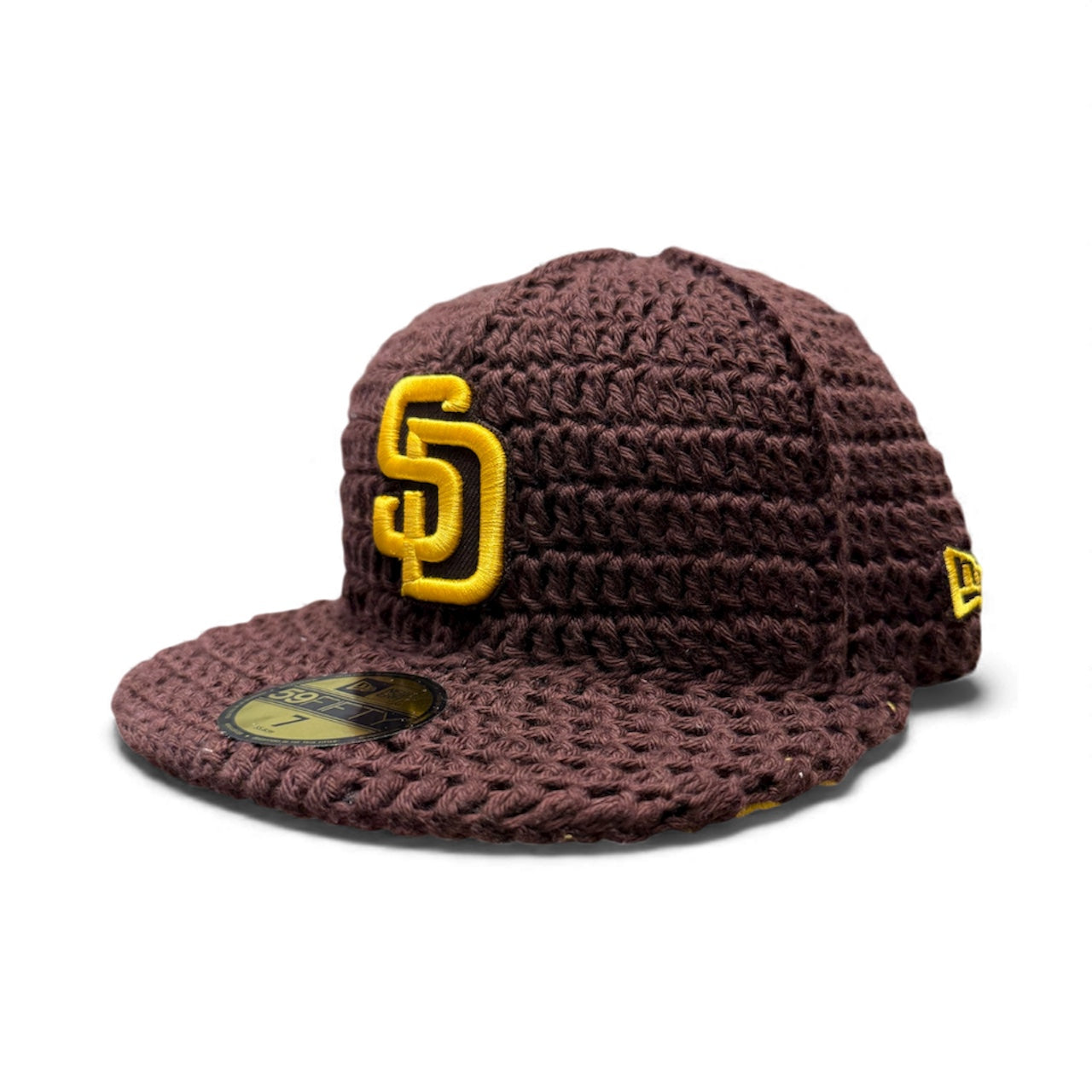Crochet Fitted New Era Hat / San Diego / Brown / Size 7