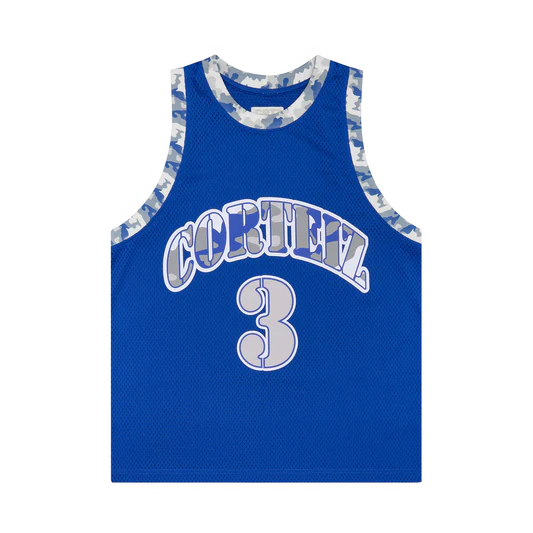 CRTZ Stencil Camo Basketball Jersey / Blue