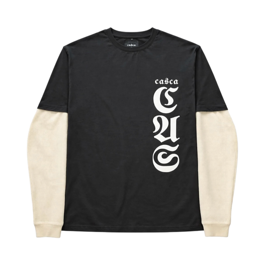 CASCA 222 OS LS T-shirt / Black & Off-White