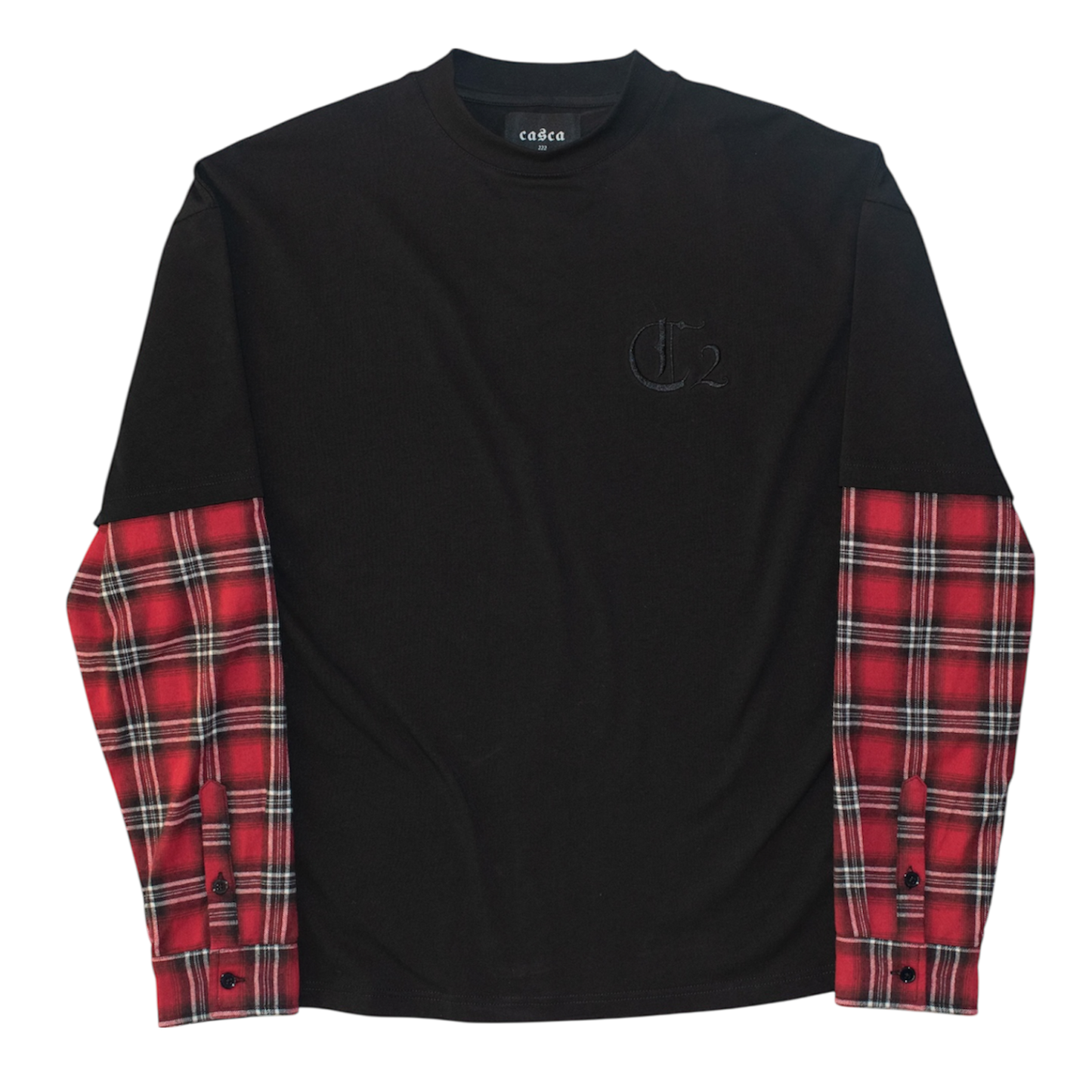 CASCA 222 Oversized Layered Flannel Shirt / Red