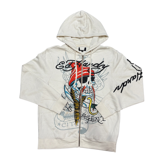 Ed Hardy Zip Hood / Cream / Medium / Grade B